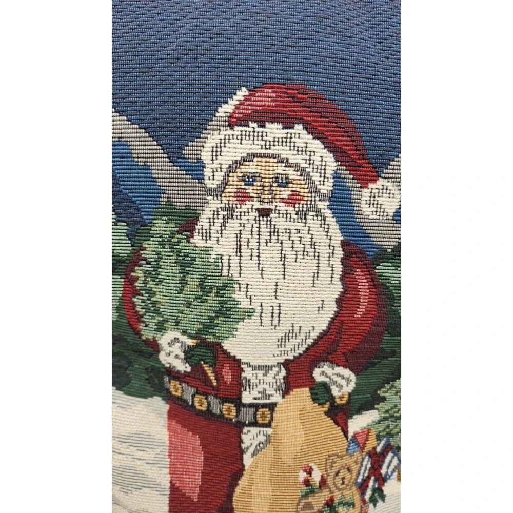 Holiday Tapestry Pillows (2) Santa Claus/Reindeer Vintage 12X9, 12X6